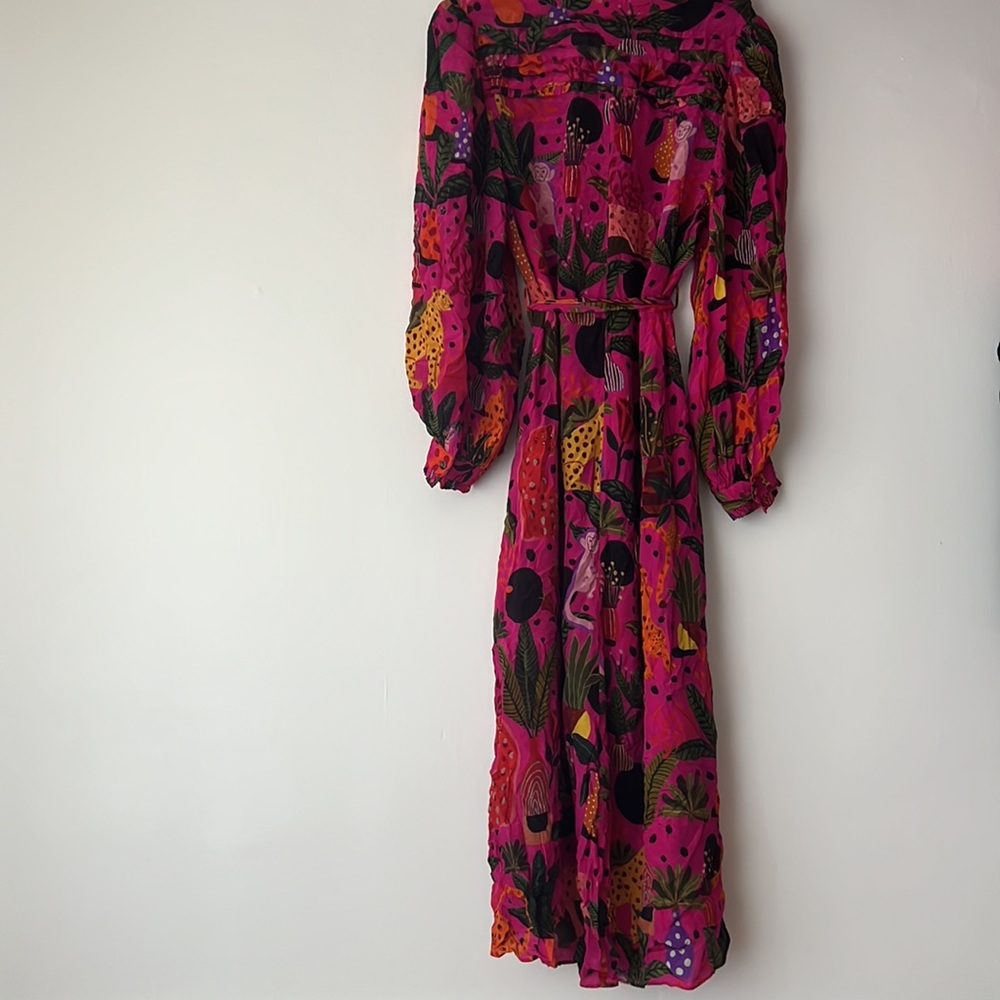 Farm Rio Long Sleeve Pink Patterned Dress Size Large - Picture 3 of 13